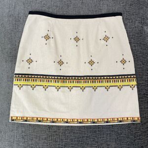 a loves a Embroidered‎ Linen Skirt Womens Medium Tan Yellow Black Aztec